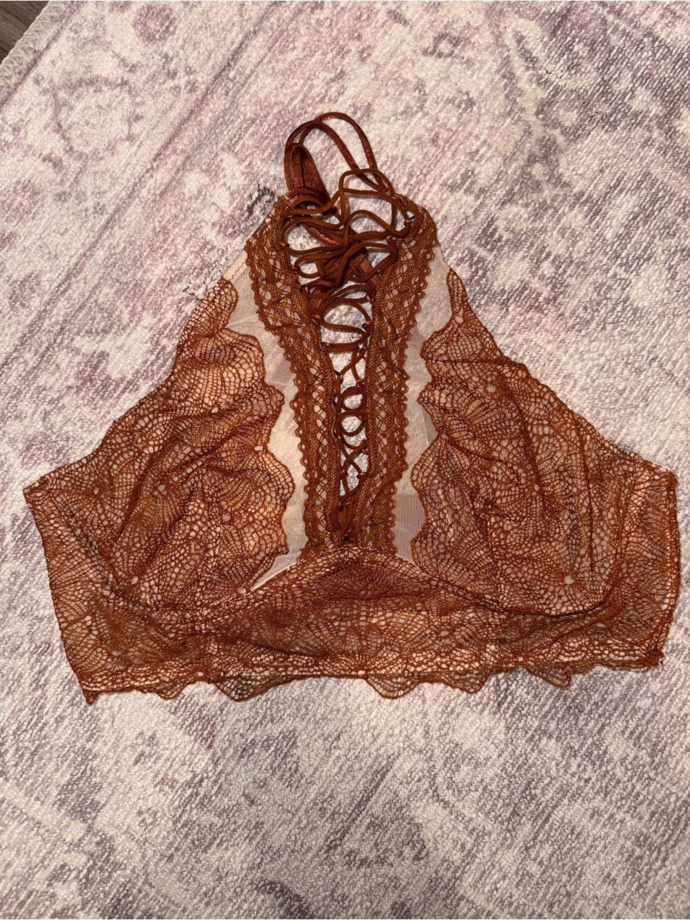 Victoria's Secret Lace Halter Bralette in Rust